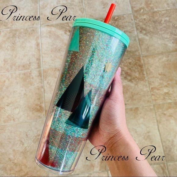 5/$100 Starbucks Holiday 2020 Venti Tumbler Teal Glitter - Picture 4 of 5